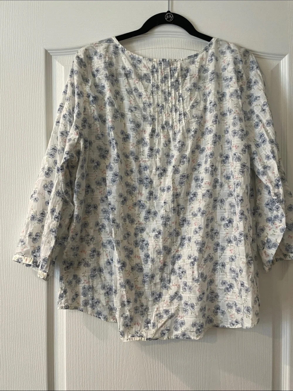 Lauren Ralph Lauren Cream Blouse with Blue and Pink Floral Print - Picture 6 of 6